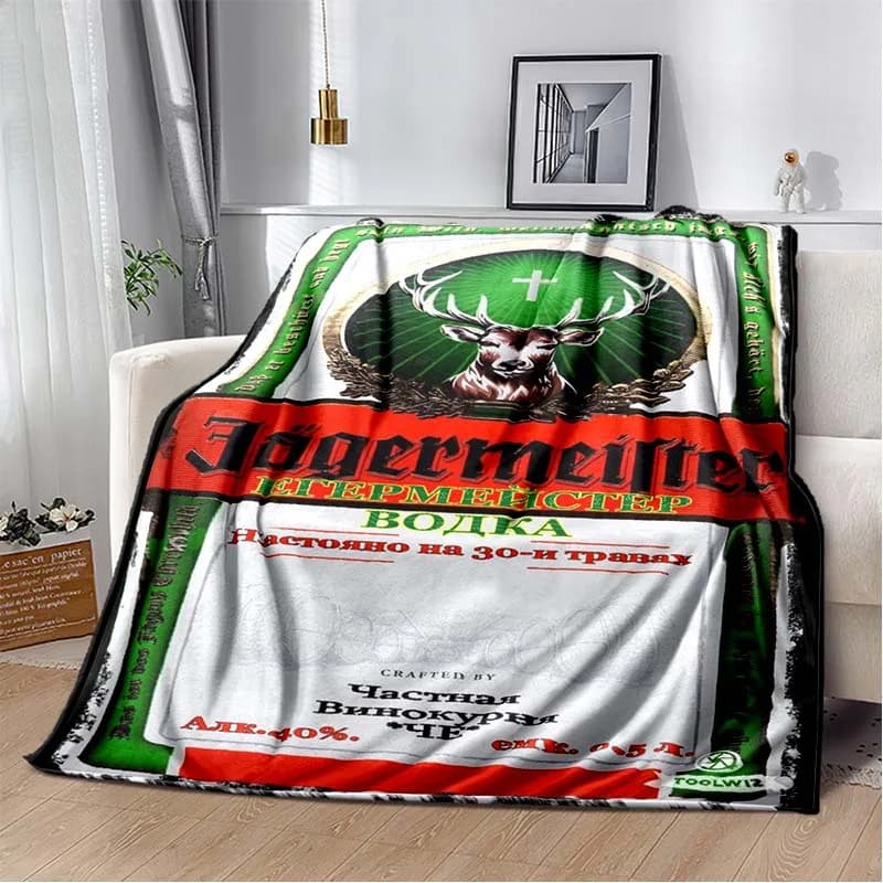 Coperta stampata con logo classico 3D J-Jaegermeister, coperta calda per divano letto, soggiorno, camera da letto, coperta calda portatile, coperta regalo