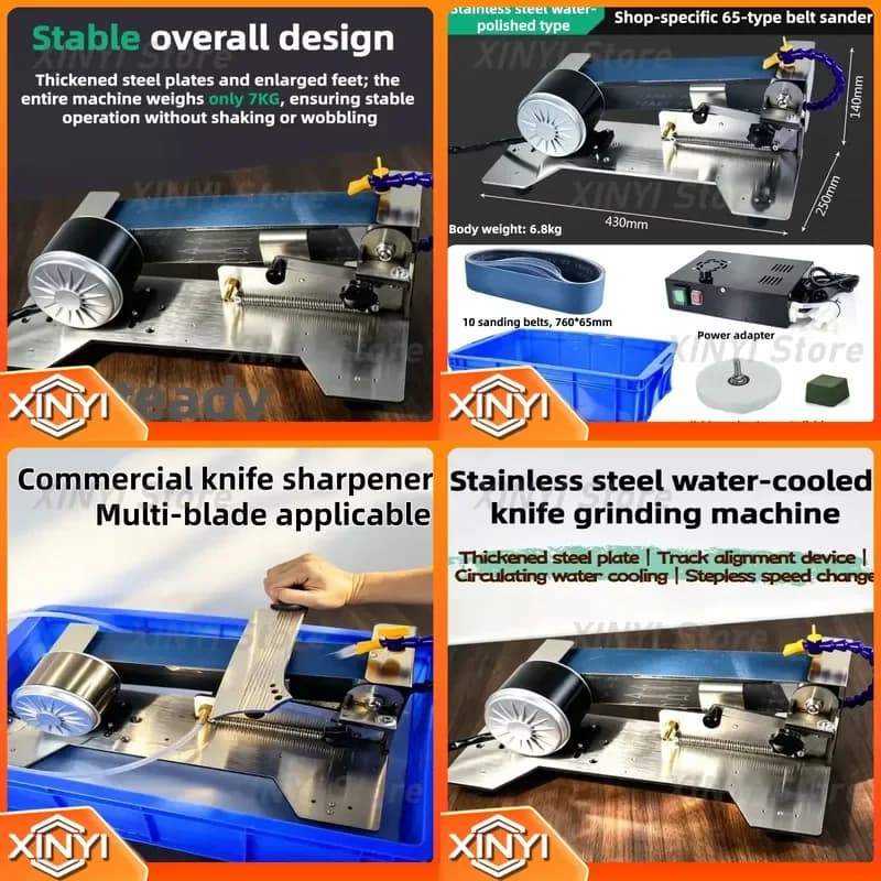 for Water Cooled Water Circulation Belt Knife Sharpener Stainless Steel Wet Grinder for Kitchen Garden Tools Sharpening