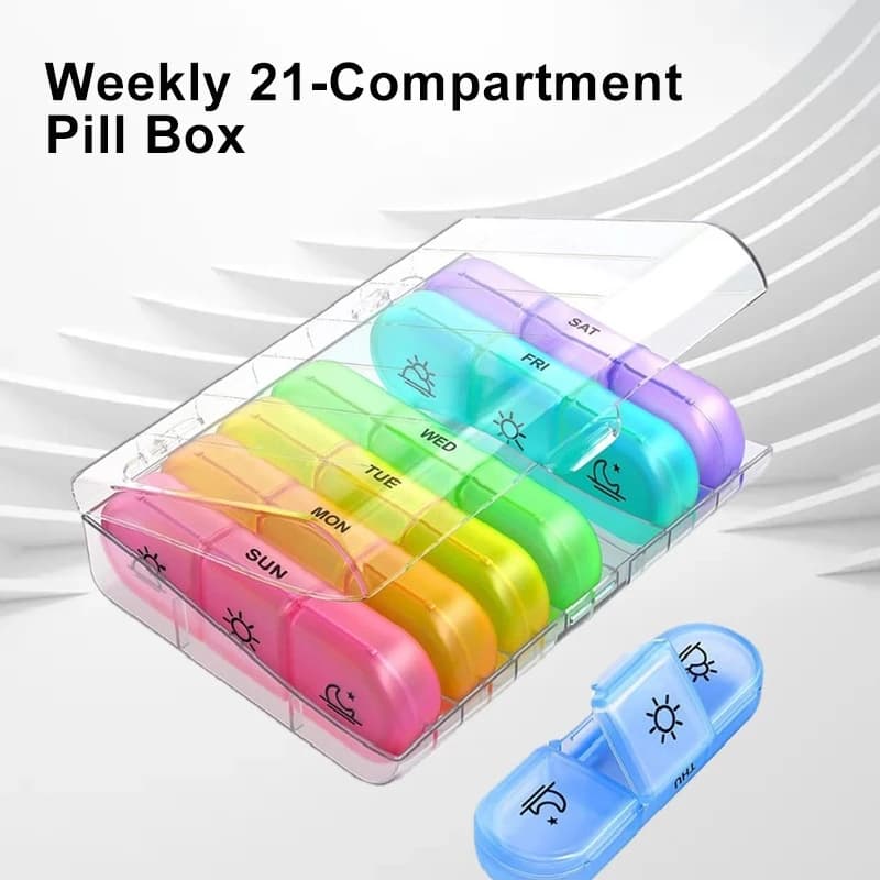 21Grid Pill Box Large Capacity Pill Box Pill Medicine Storage Pill Box Weekly Vitamin Organizer Pastillero Moisture Resistant