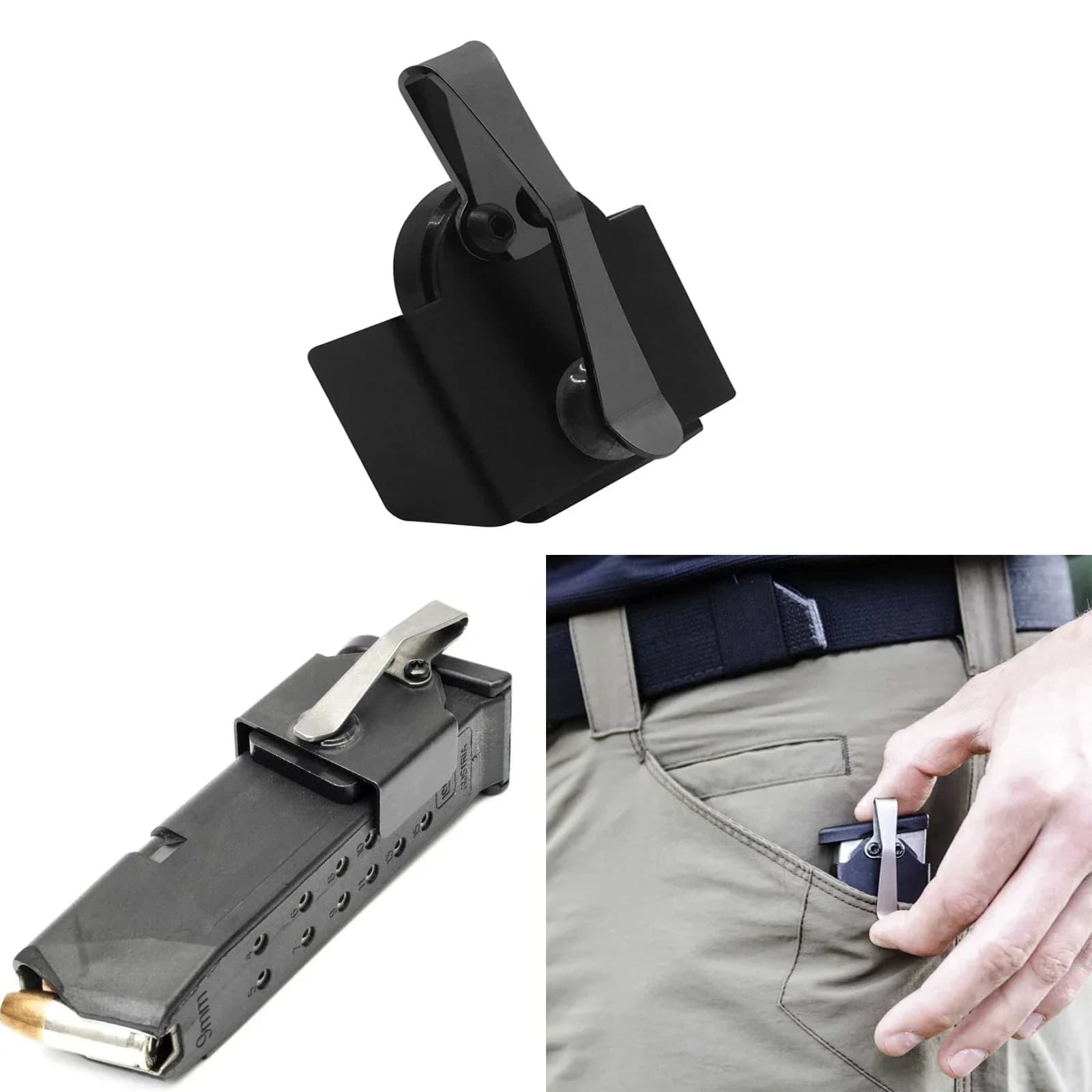 Portariviste tascabile magnetico Fondina per riviste resistente Clip da cintura standard per accessori per pistole giocattolo da 9 mm /.40 S&W