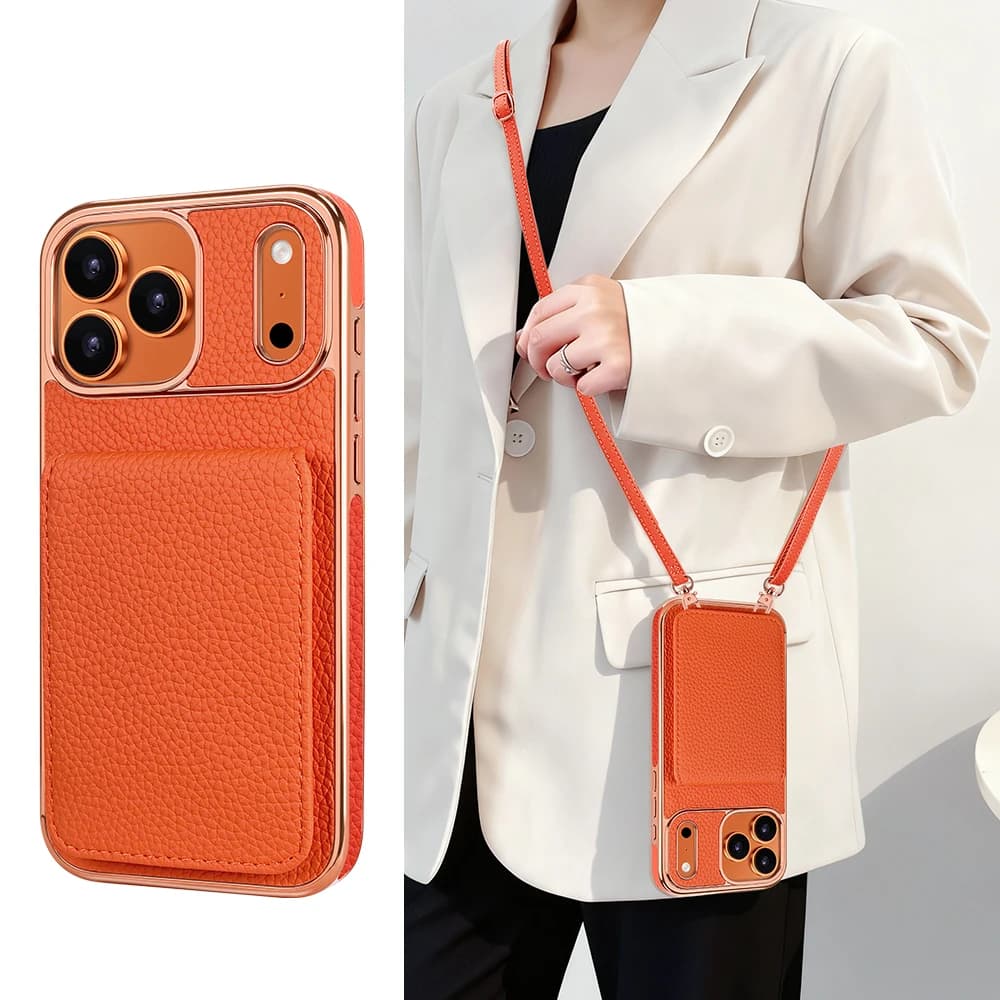 Borsa a tracolla alla moda in pelle sintetica con custodia per telefono per iPhone 17 Air 16 15 14 13 Pro Max con supporto per carte e 3 slot porta carte