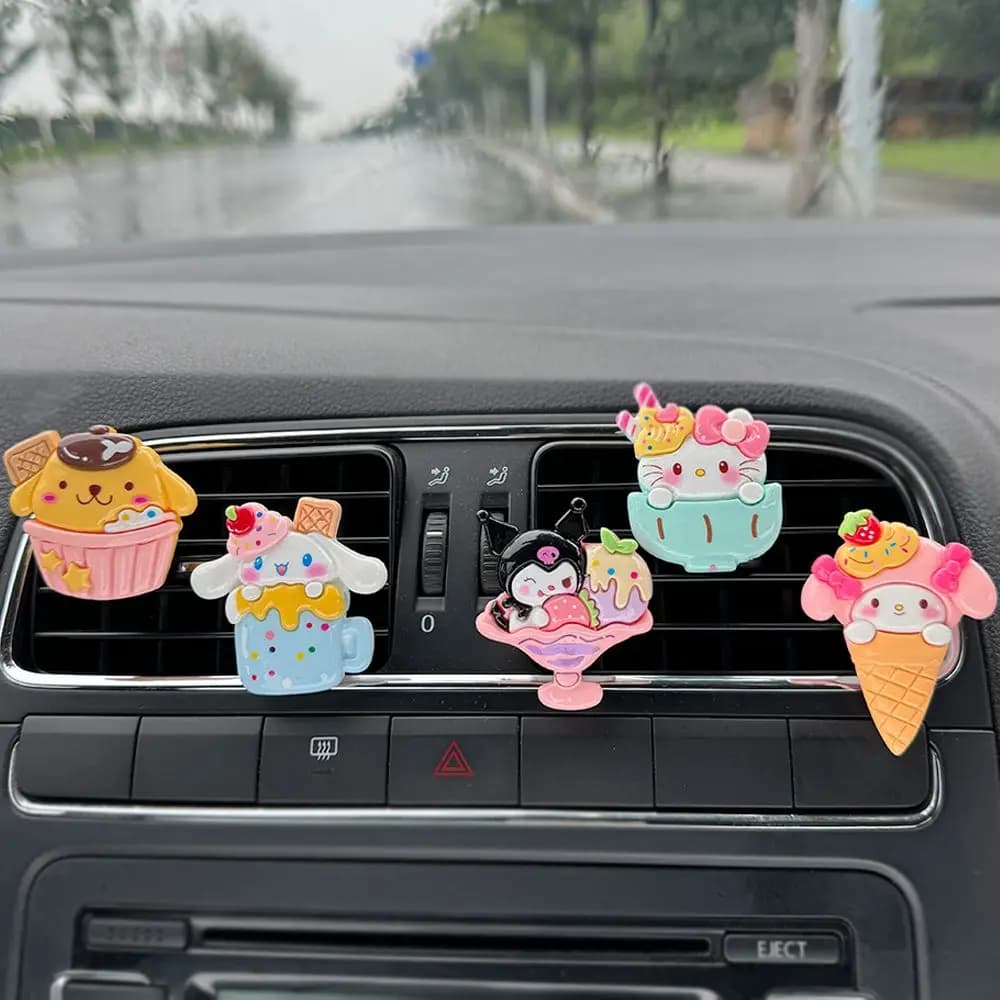 Sanrio Kuromi Accessorio Aromaterapia per Auto, Clip di Ventilazione, Purificatori d'Aria Cartoon, My Melody Cinnamoroll, Decorazione Auto Carina, Regalo