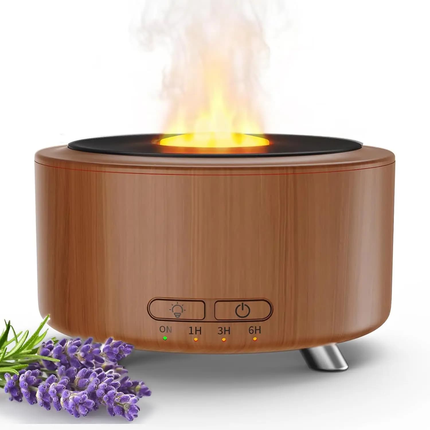 Diffusore di aromaterapia da 500 ml per la casa, spegnimento automatico, luce notturna a LED a 9 colori, legno scuro
