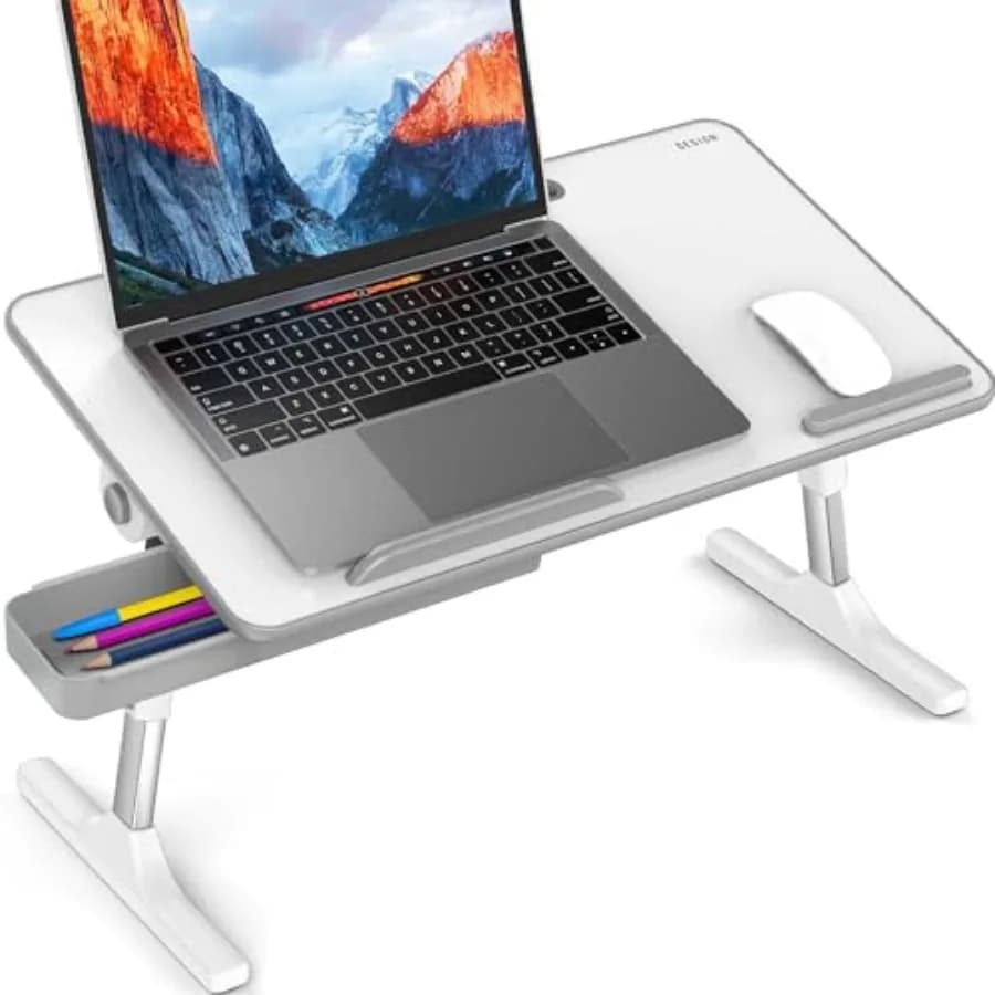 LT05 Tavolino Regolabile per Laptop, Scrivania Portatile da Letto, Supporto Pieghevole per Divano, Vassoio per Colazione, Supporto per Computer Portatile