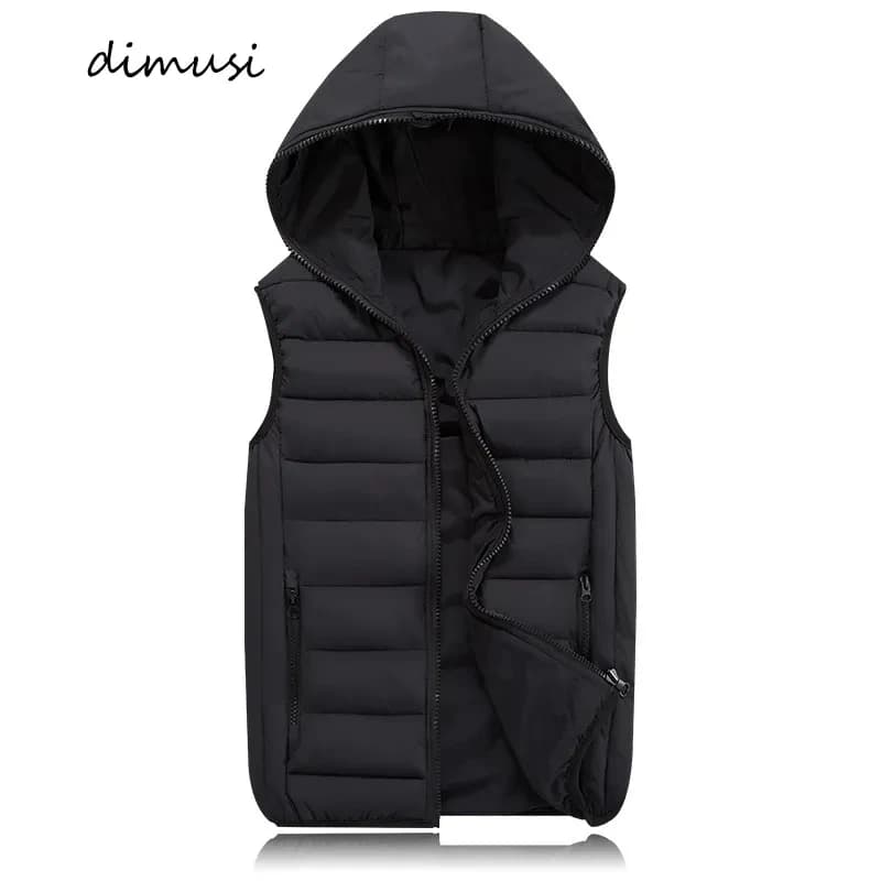 DIMUSI Giacca da uomo Gilet senza maniche Moda invernale Maschile imbottito in cotone Addensare Gilet da uomo Gilet caldo con cappuccio Giacche Abbigliamento 4XL