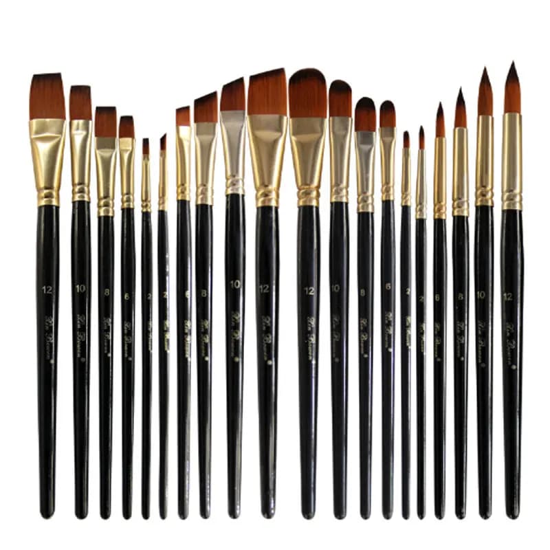 5pcs/Set Nylon Hair brush Brush Set Round Flat Brush Acrylic DIY Watercolor Pen Oil Paint for Artists Painters Beginners