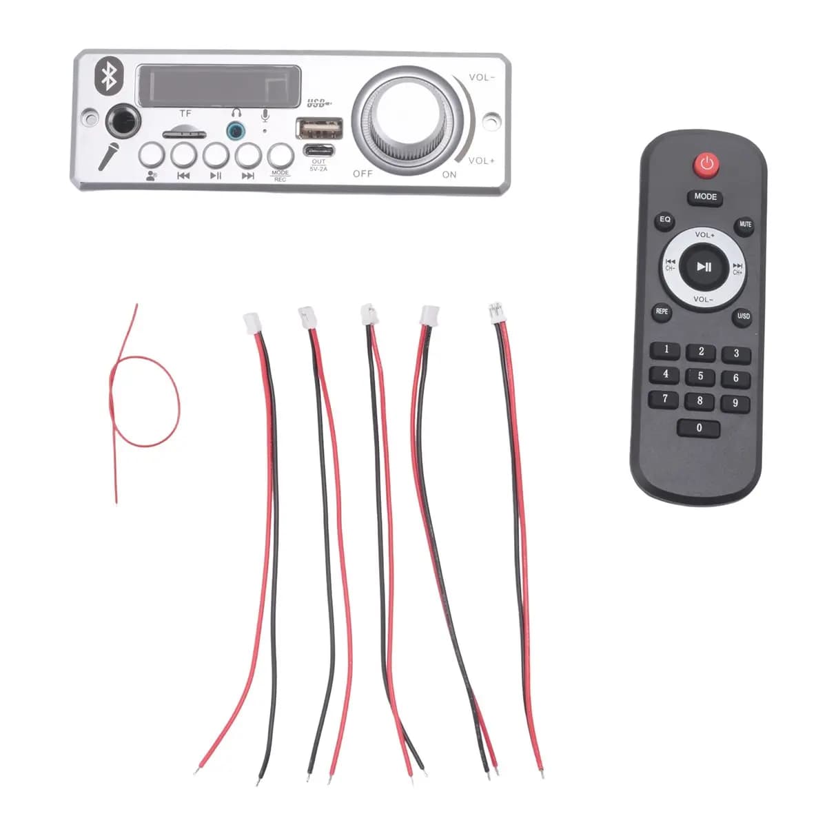 A64I Bluetooth MP3 WAV Decoder Board 80W Amplifier Handsfree Car Audio Microphone USB TF FM Radio Mp3 Player Speaker DC 12V