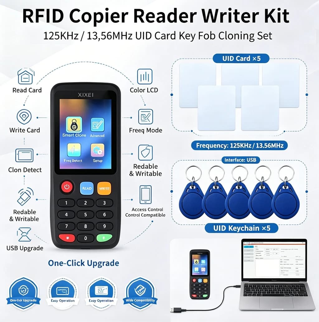 Newest Multifunctional X7 RFID Smart Chip NFC Decoder Duplicator Reader Writer Tag Copier 125KHz 13.56MHz Badge Token Clone Card