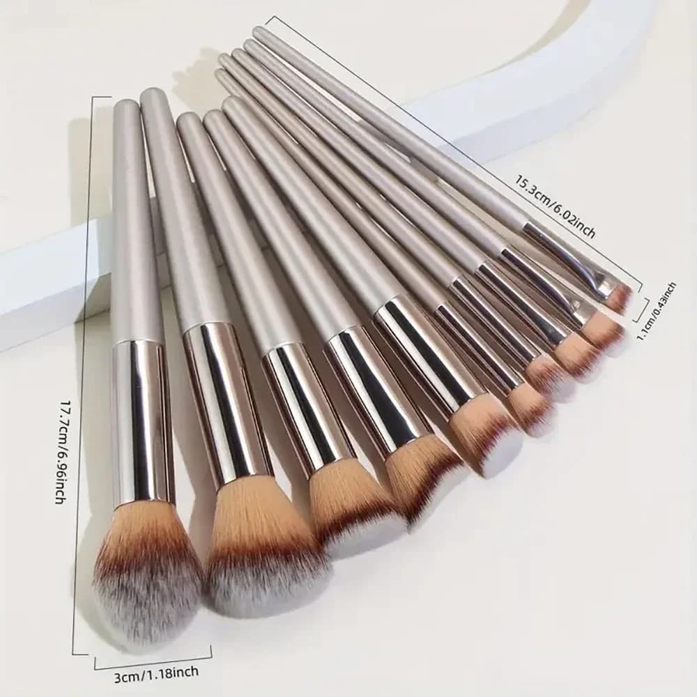 Set of makeup brushes, foundation brush, fiber pen for powder, professional makeup tools, beauty cosmetics, 10 pieces