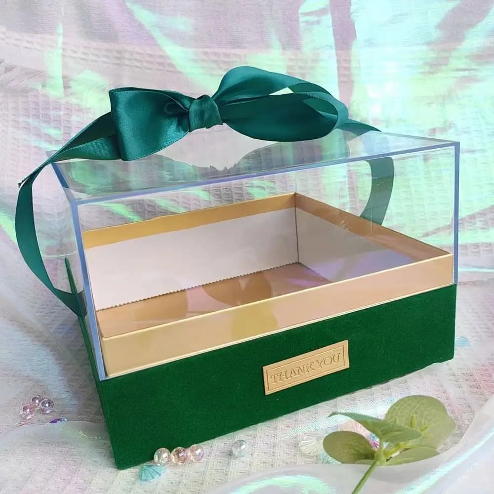 Confezione regalo per matrimonio trasparente per festa di compleanno Confezione regalo per fiocco di lusso leggero in acrilico Confezione regalo per San Valentino