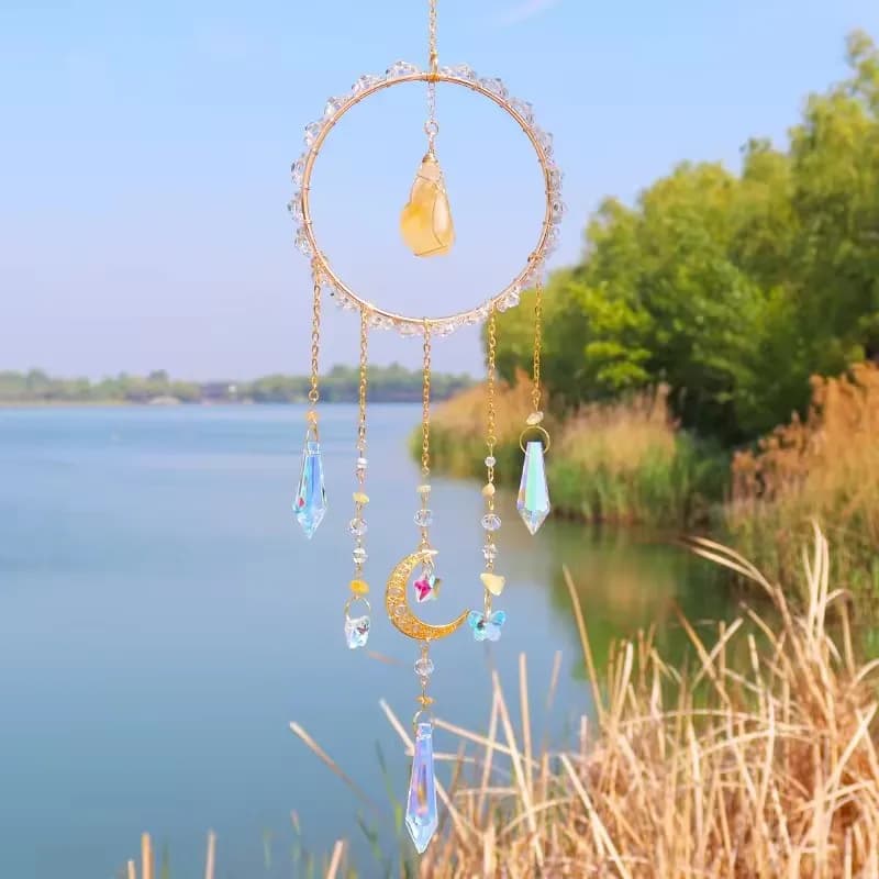 Rose Quartz Crystal Dream Natural Crystal Sun Catcher, Wind Chimes, Room Decoration, Hanging Healing, Wholesale, High Quality