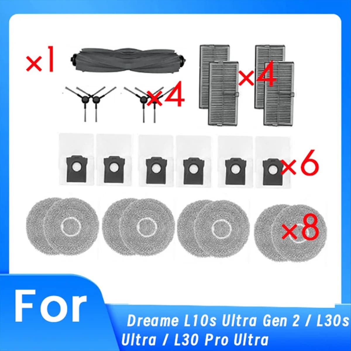 NUOVO Per Dreame L10s Ultra Gen 2/L30s Ultra/L30 Pro Ultra Robot Aspirapolvere Rullo Spazzola Laterale Filtro HEPA Mop Pad sacchetto per la polvere