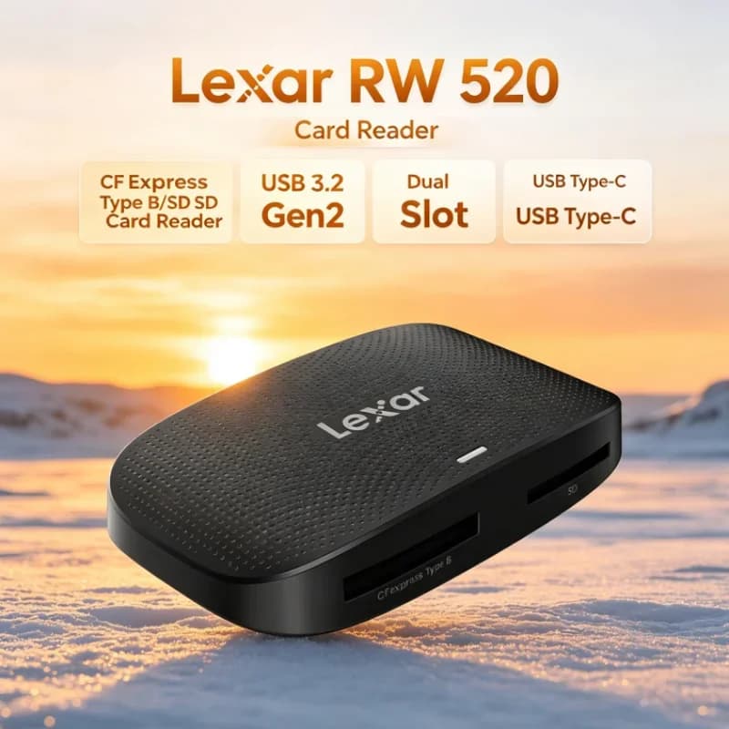 Lexar RW520 Memory Card Reader High Speed USB 3.2 Gen 2 CFexpress Type B SD Card Reader 8K RAW for Data Transfer