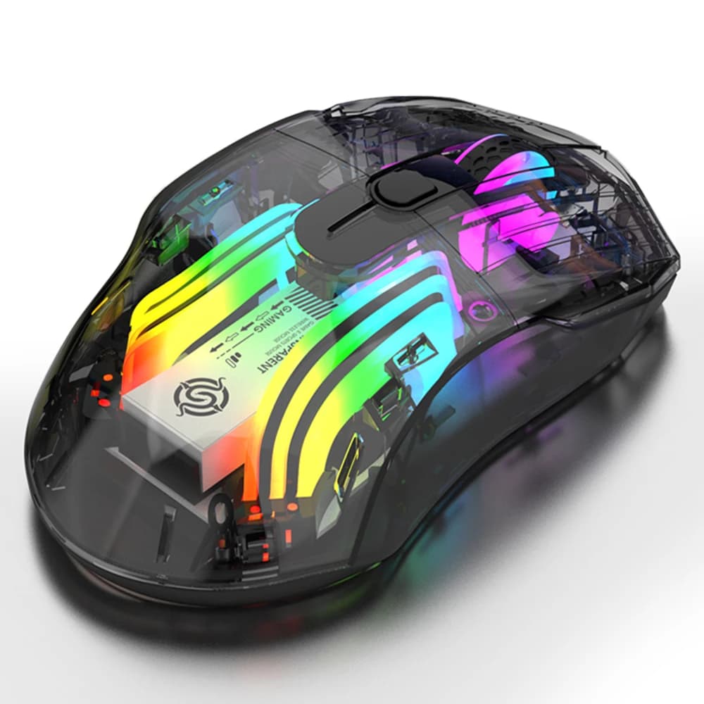 Mouse da Gaming Ricaricabile Tri-Mode Wireless 2.4G BT5.0, 3600DPI Regolabili, Illuminazione RGB, Leggero