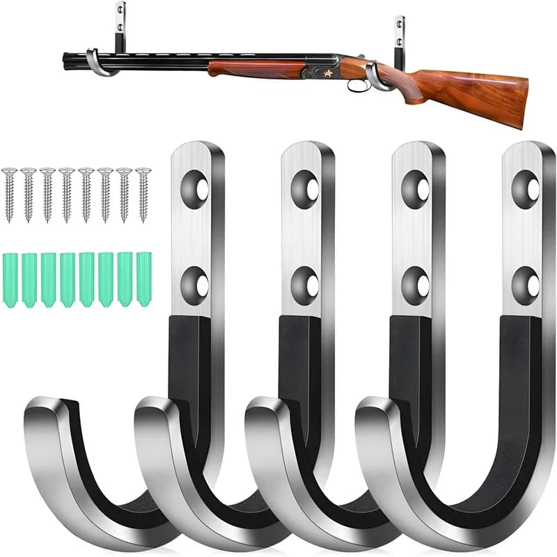 Ganci per armi da fuoco in acciaio inossidabile resistenti da 4 pezzi - Supporto da parete per fucile, fucile a pompa, arco e frecce