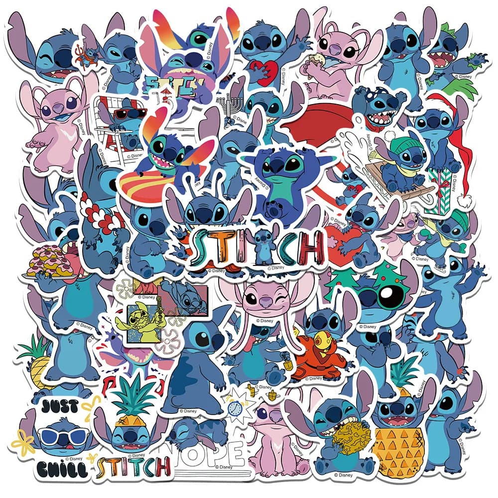 50 New Wall decals Disney Cartoon Cool Stitch, Decalcomanie Creative for DIY, Valigie, Telefoni, Chitarre, Frigoriferi, Waterproof, Children's Toys