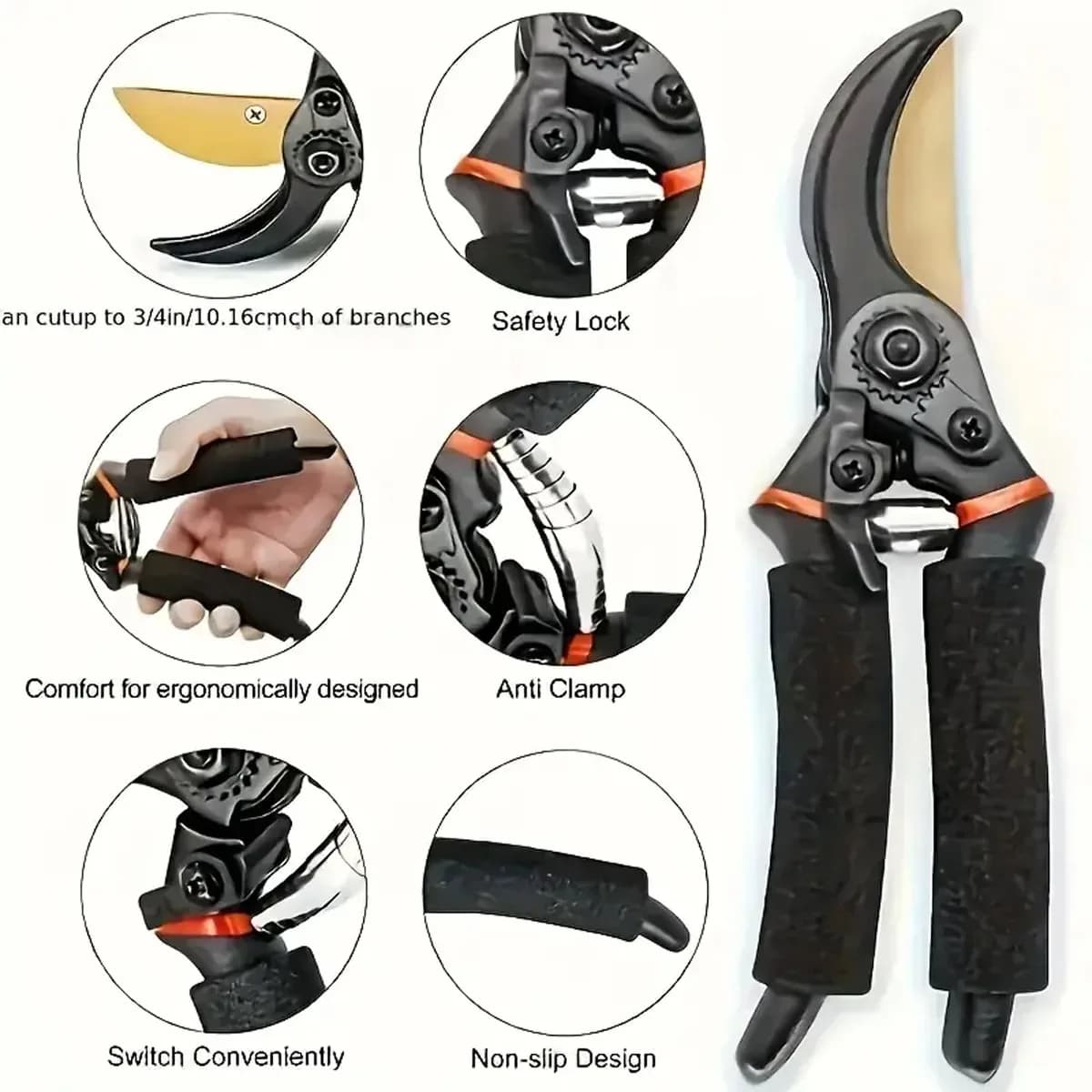 Orchard Pruning Shears, Compound Leverage Fruit Tree Trimmer for Thick Branches, Heavy Duty Garden Scissors for High-Volume Work