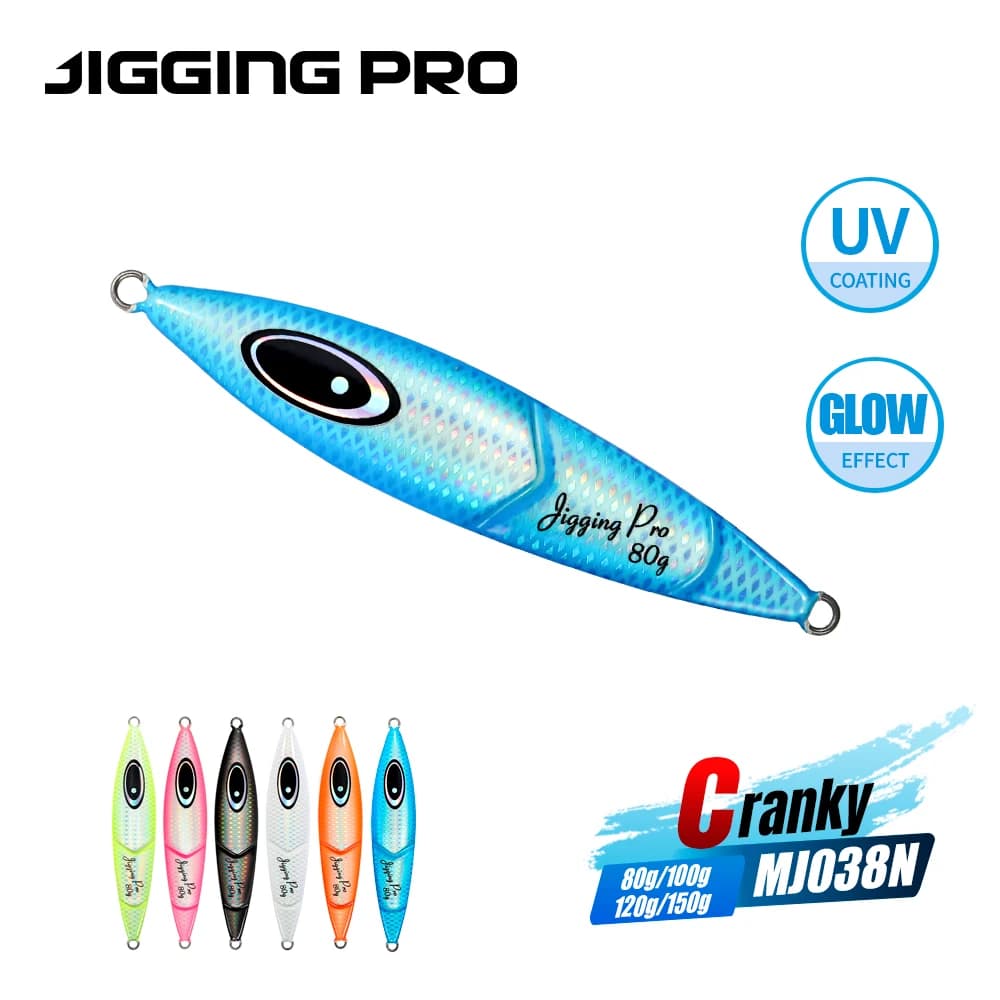 JIGGING PRO 80g 100g 120g 150g Cranky Slow Jigging Lure, Esche Artificiali per Pesca in Acqua Salata, Slow Jigs in Metallo, Jig per Pesca in Mare