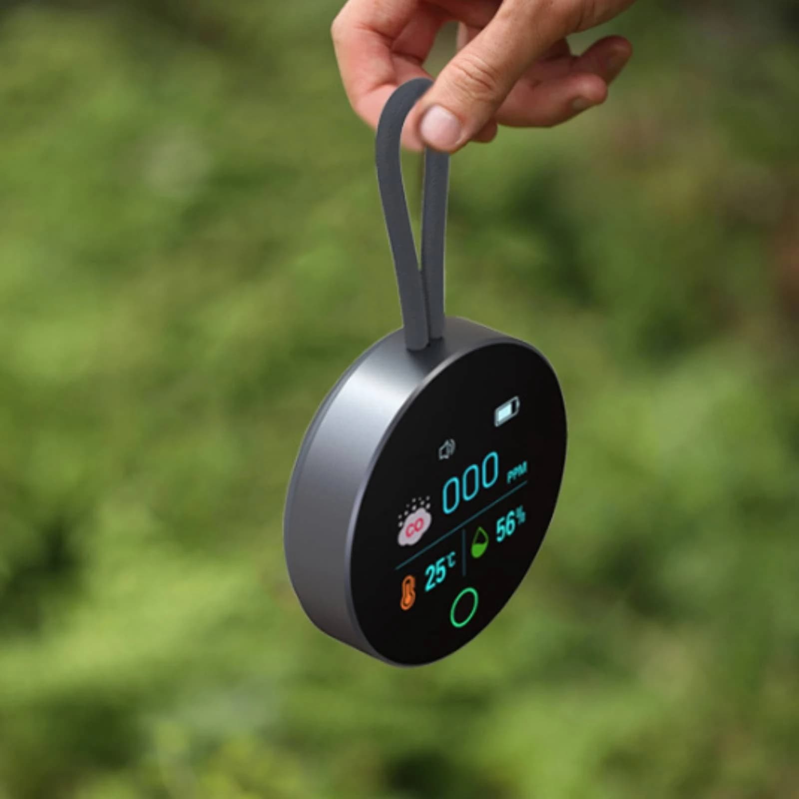 Portable Carbon Monoxide Sensor Tap Control Round Carbon Monoxide Sensor Rechargeable CO Monitor Audible Alarm
