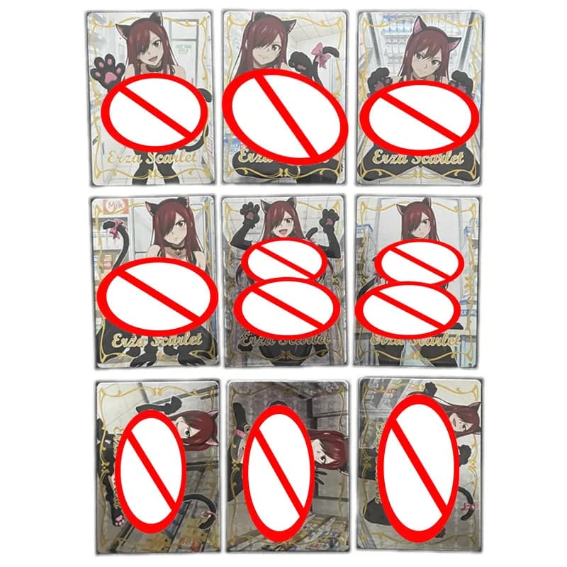 Set di 9 Carte Sexy FAIRY TAIL Erza Scarlet, Carte Anime Dea Nuda, Collezione ACG 18+, Carte da Gioco per Adulti, Regalo per Fan