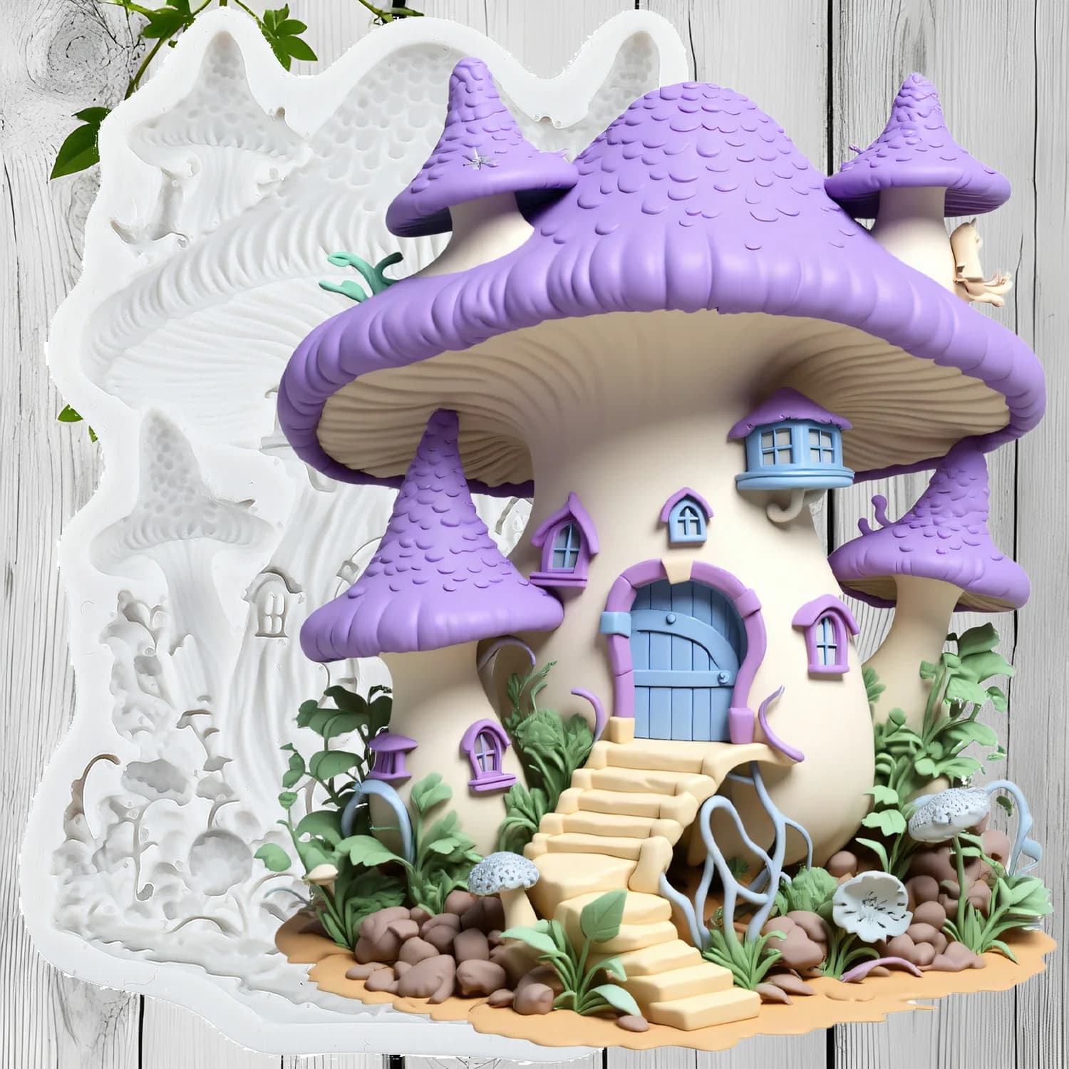 Stampi in silicone per castello di funghi Strumenti per decorare torte fondente a funghi Cupcake Topper Caramelle artigianali Pasta di gomma Argilla polimerica