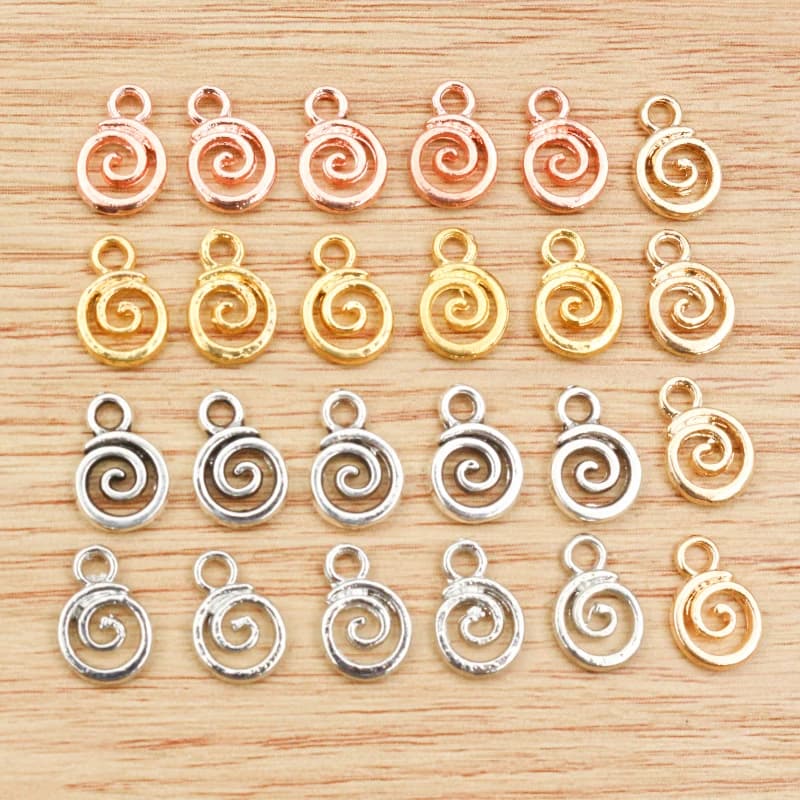 30pcs 11x8mm Argento Antico Placcato KC Oro Colori Rodio Turbinio Handmade di Fascini Del Pendente: FAI DA TE per il braccialetto collana