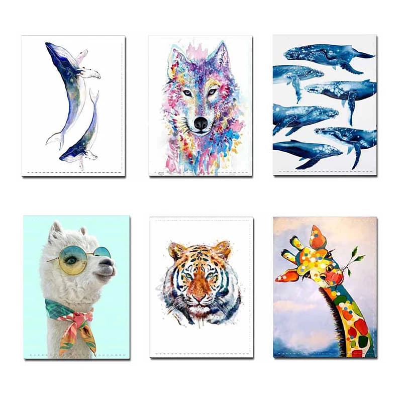Porta passaporto con animali dei cartoni animati Porta credenziali Whale Giraffa Lupo Tigre Alpaca Porta carte di credito in pelle PU da viaggio Portafoglio per biglietti