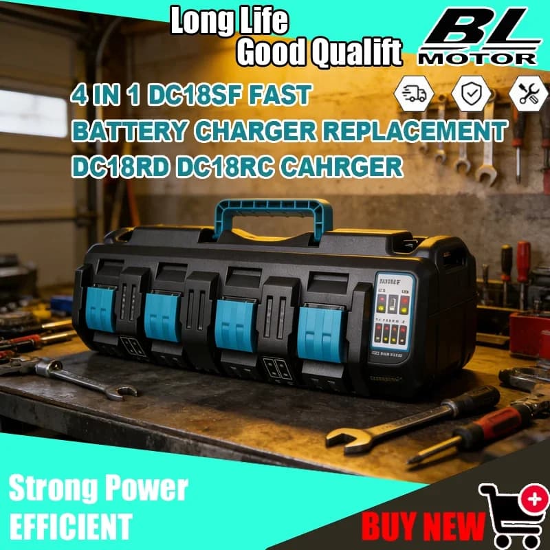 Caricabatterie DC18SF a 4 porte per batterie agli ioni di litio Makita BL1430 BL1830, con ricarica USB per cellulari e power bank, compatibile con DC18RE DC18RD DC18RF.