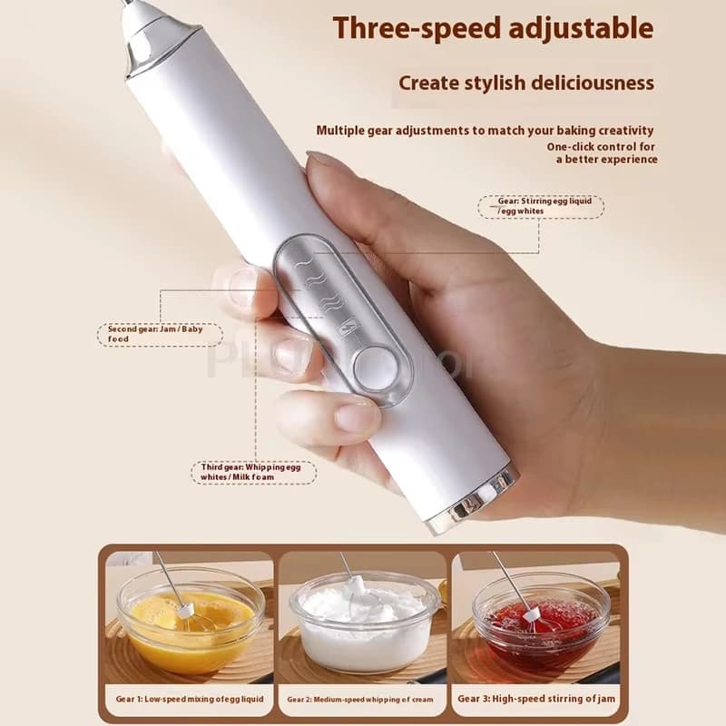 Frullatore elettrico USB, montalatte portatile per caffè, frullatore portatile a 3 velocità, macchina per la preparazione del burro, utensile da cucina, mixer per ingredienti