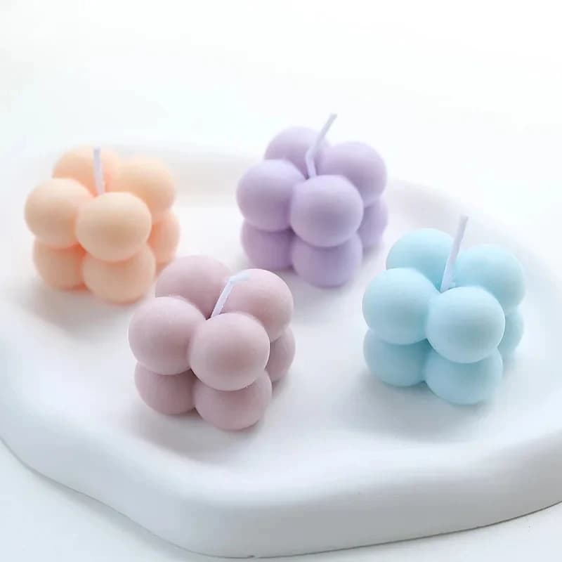 Piccole Candele Profumate a Forma di Cubo e Bolla per Decorazione Casa, Camera da Letto, Matrimoni, Feste, Souvenir Estetici