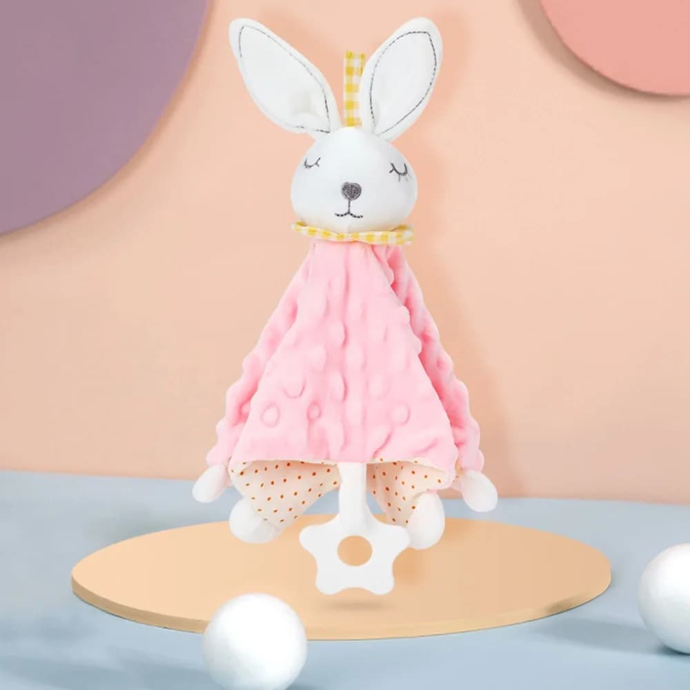 Piumino Asciugamano lenitivo di sicurezza per bambini Massaggiagengive in silicone Animale di peluche Asciugamano per saliva neonato Asciugamano per bambola lenitivo morbido e adorabile