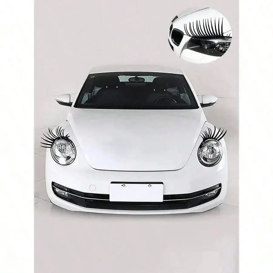 Car Eyelashes Car False Eyelashes Car Stickers Car Headlight Eyebrow Stickers 2 Pieces Set
