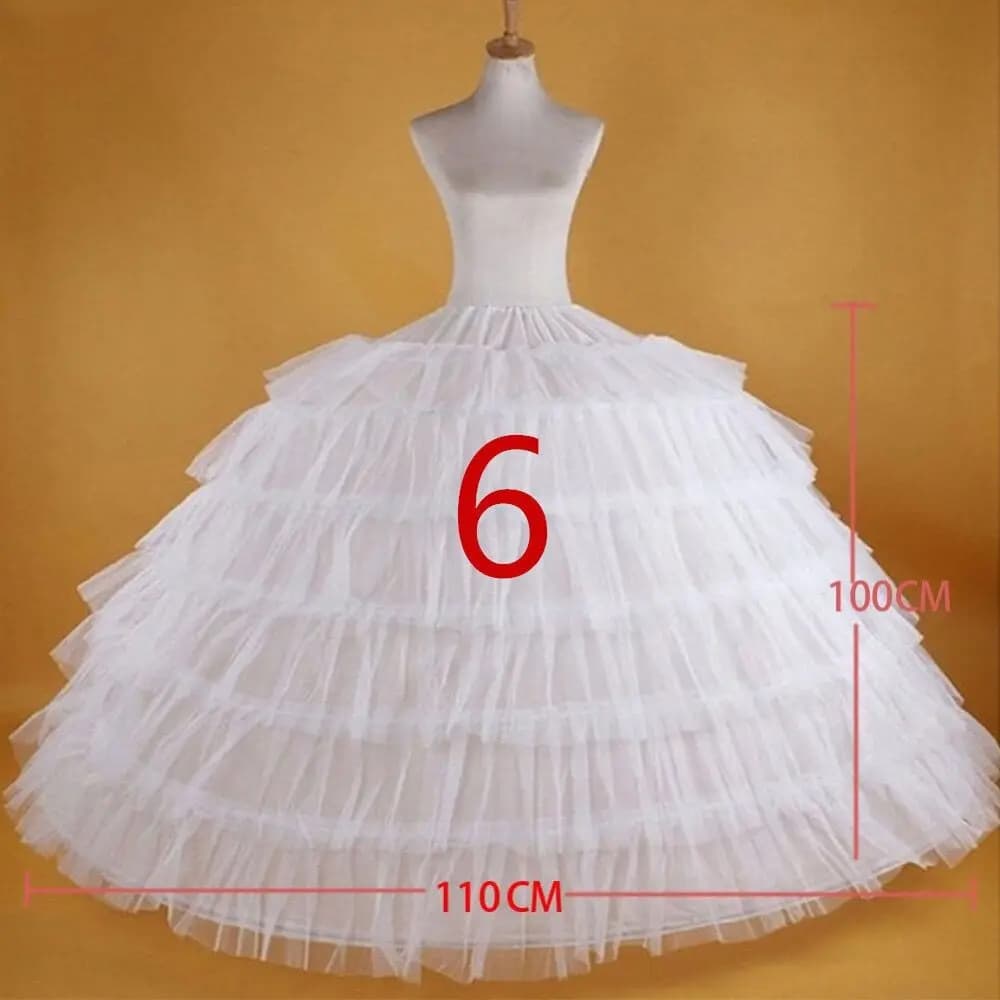 Sottogonna grande bianca a 6 cerchi scivola gonne in tulle sottogonna lunga in crinolina gonfia per abito da sposa abito da ballo