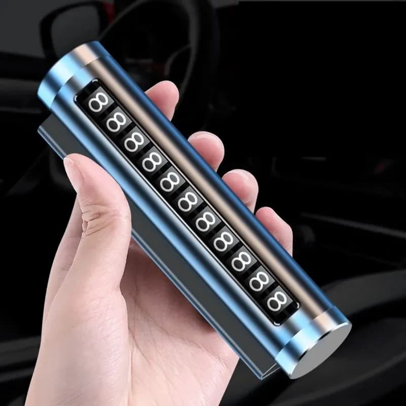 Targa di parcheggio temporaneo per auto Nero/Argento/Blu Materiale in lega di alluminio Rullo Piastra di parcheggio per auto regolabile Forniture per auto