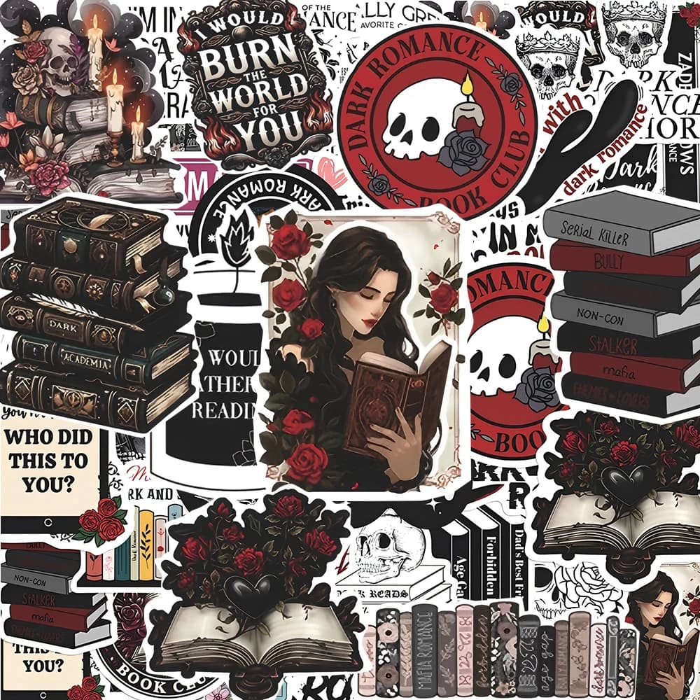 10/30/50pcs Gotico Scuro Lettore di Romance Adesivi Cool Skull Libri Readinhg Decalcomanie di Cancelleria Chitarra Decorazione Del Telefono pacchetto di adesivi