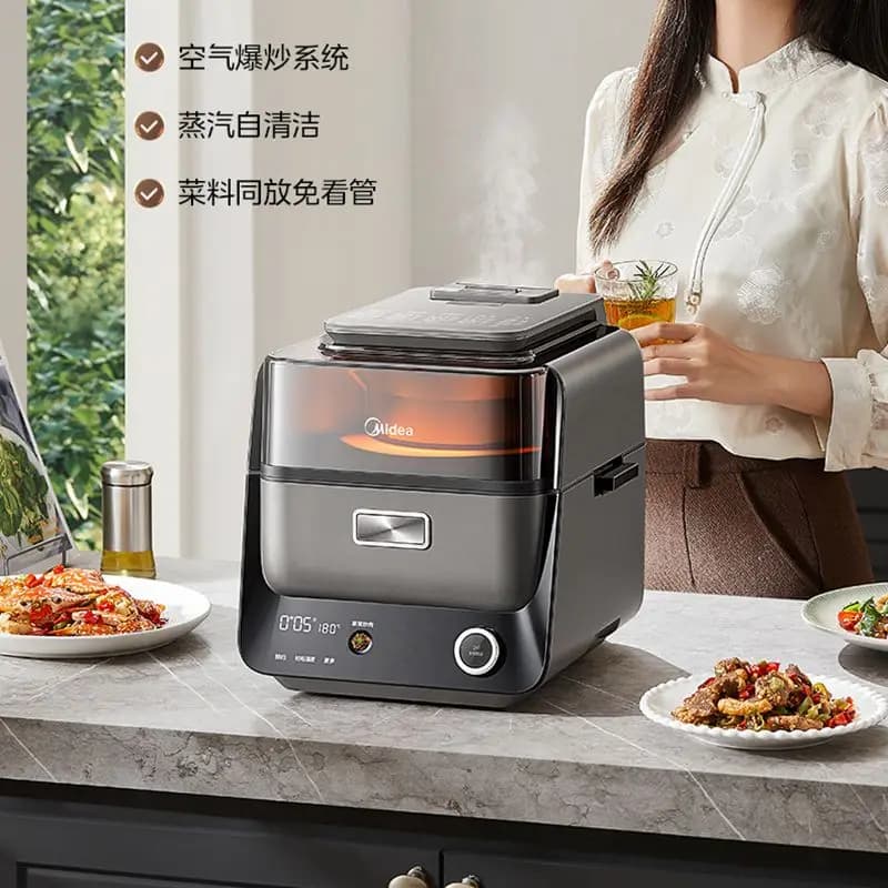 Macchina da chef per friggitrice ad aria a doppia sorgente di calore KZC40C01XM - Smart, aria calda, senza ribaltamento per stir-fry/arrosto/passaggio/vapore