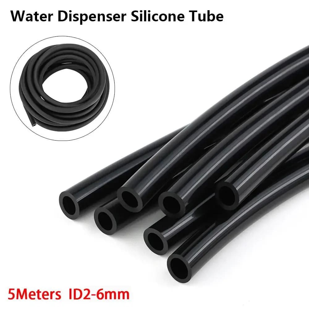 1Pcs ID2-6mm Water Dispenser Silicone Tube Black 5Meters Flexible Rubber Hose Silicone Smooth Surface Garden Pipe