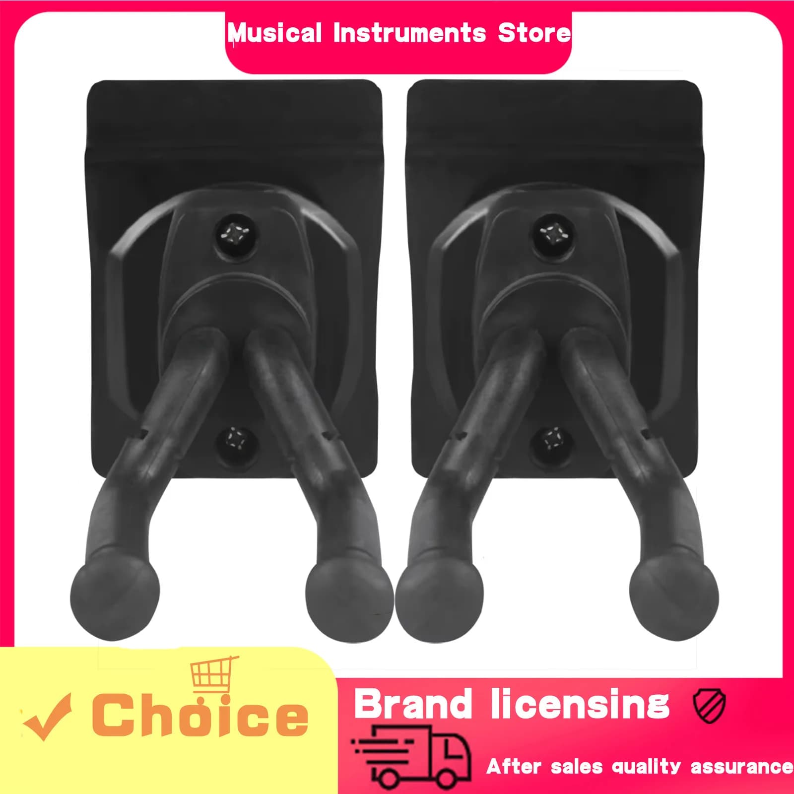 Supporto da Parete per Chitarra, Gancio per Strumenti a Corda, Accessorio per Chitarra Elettrica, Basso, Ukulele, Violino, Espositore Musicale