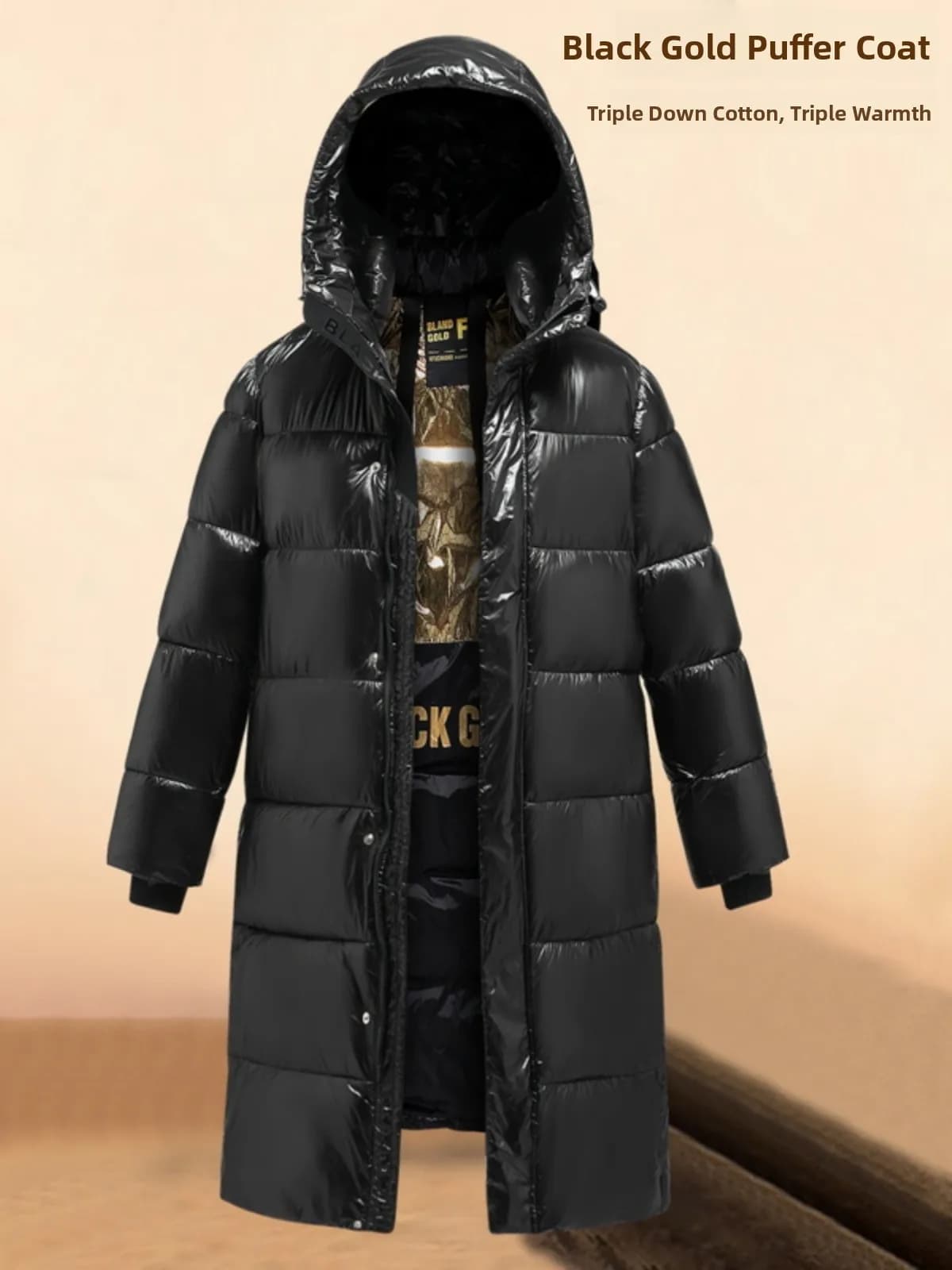 Thickened down Jacket Men's Winter Coat Youth Casual Standard Fit Printed Long Zipper Warmth Ultra Cold Resistant over Knee