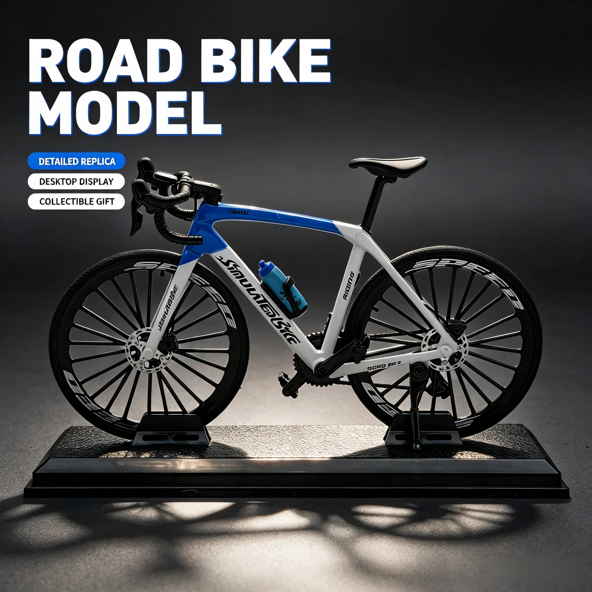 Mini Racing Road Bike Model Simulated Bicycle Ornament with Professional Drop Handlebars And Water Bottle