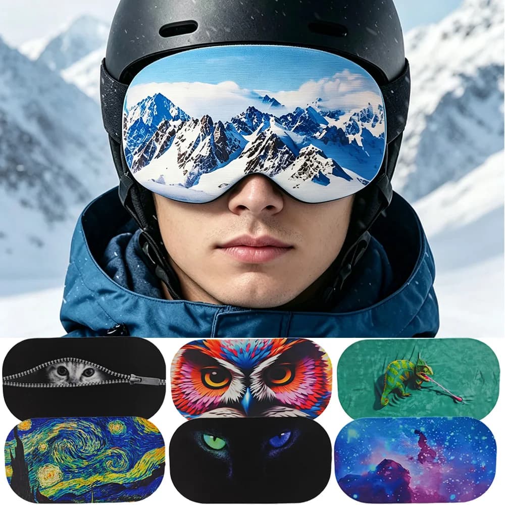 Stretchy Ski Goggle Lens Protective Cover, Skiers Snowboarders, Winter Snow Sport Anti‑Scratch Wipeable Portable Goggle Sleeve