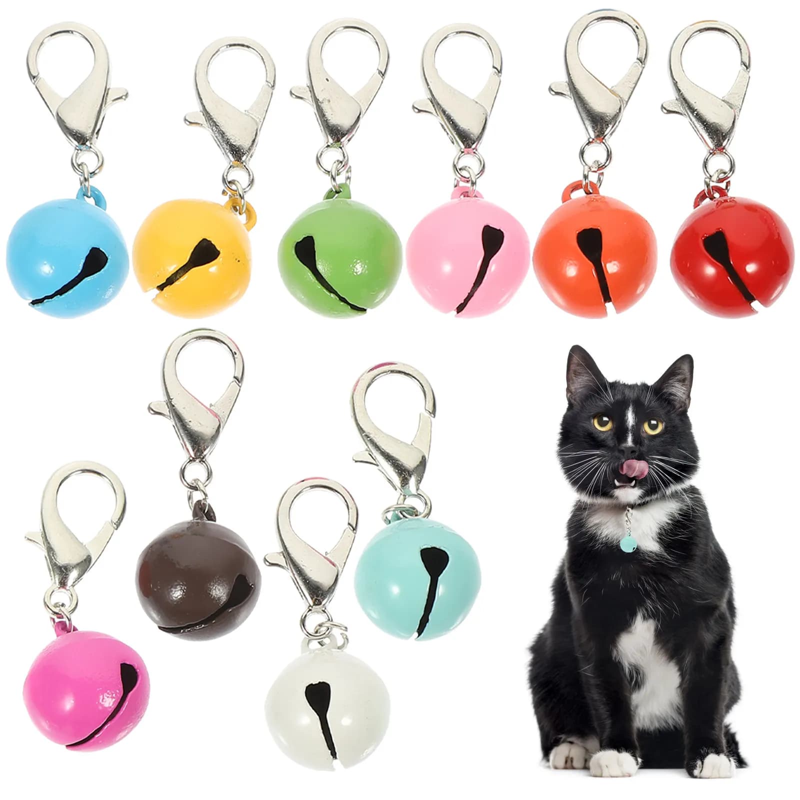 10Pcs Delicate Metal Pet Collar Bells Cat Dog Collar Hanging Bells Exquisite Workmanship Crisp Ringing Sound Festive DIY