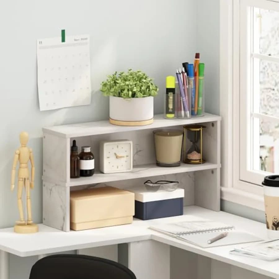 Set di 2 Organizzatori per Piano Cucina Helena, Scaffali Impilabili da 23 Pollici, Porta Spezie per Cucina