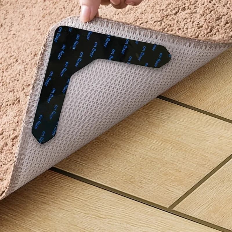 Rug Gripper Anti Slip Carpet Tape Reusable Washable No Residue L Shape Mat Corner Fixing Sticker for Floor Mats Yoga Rug