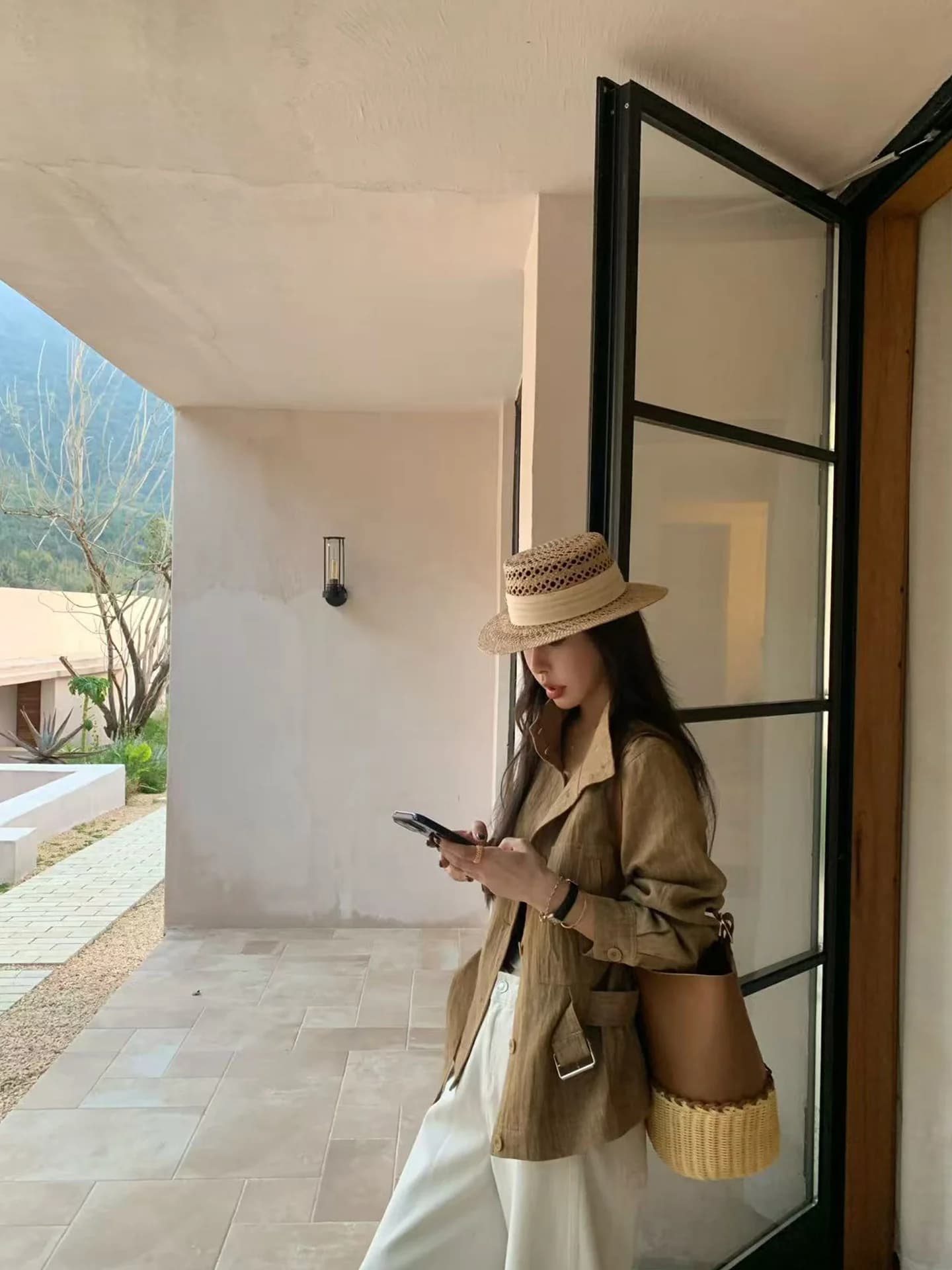 Giacca Primaverile in Lino Lao Dou Jia, Cappotto Casual a Maniche Lunghe di Media Lunghezza con Chiusura a Bottoni, Moda Femminile