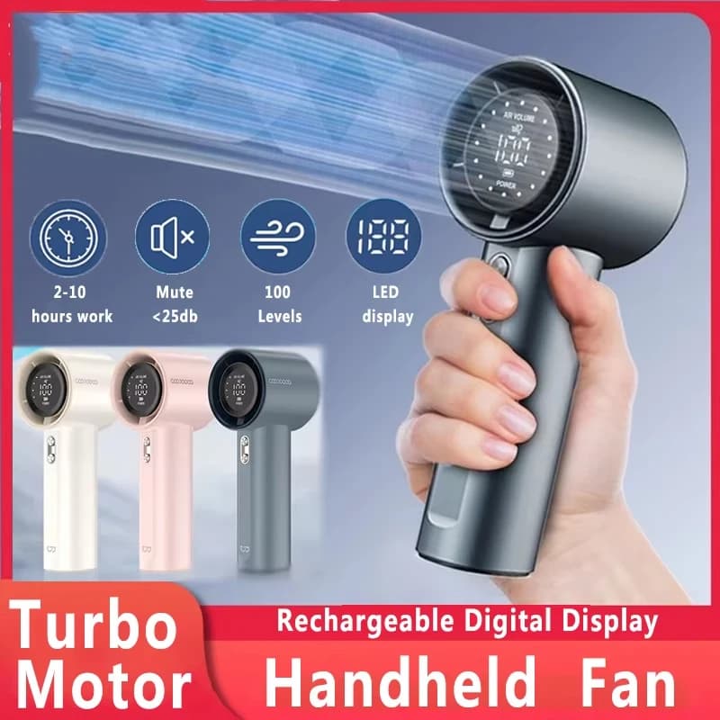 Ventilatore Portatile USB Ricaricabile con Display Digitale a 100 Livelli, Ventilatore Turbo ad Alta Velocità