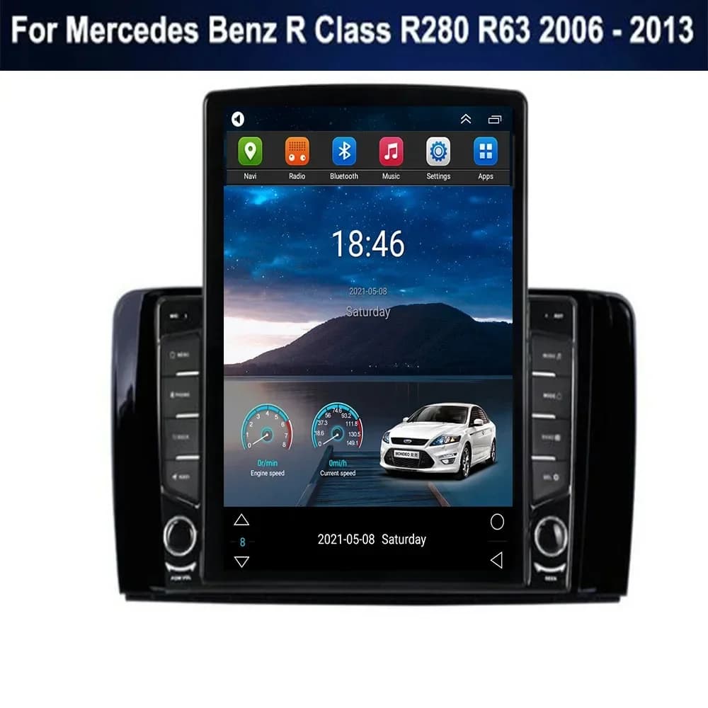 Vertical Style Tesla Screen Android 14 Car Radio For Mercedes Benz R Class W251 R280 R300 R320 R350 R63 2005-2017 Lettore Video