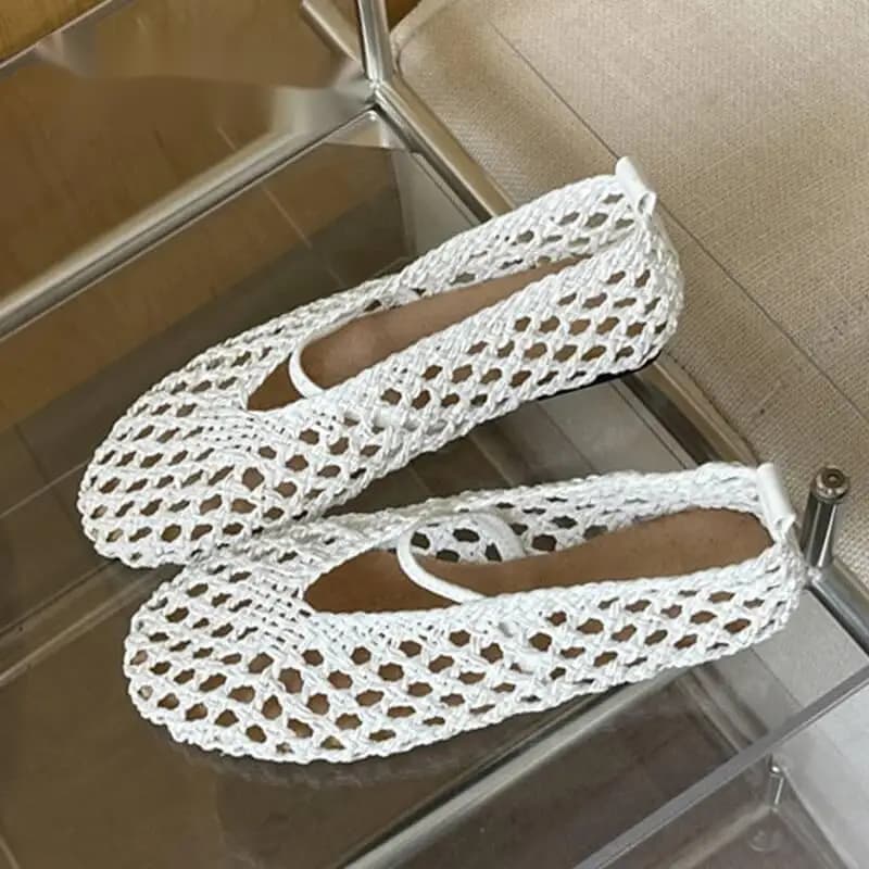 Mocassini da donna in rete traforata estivi 2026, alla moda, con punta tonda, slip-on, scarpe casual da spiaggia, sandali piatti, Zapatos De Mujer
