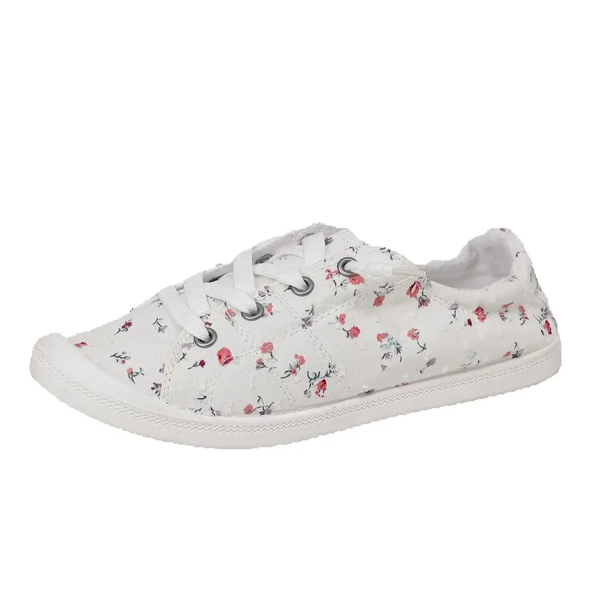 Women's canvas sneakers with floral print – Design with easy-to-lace laces, soft and breathable fabric, non-slip sole for casual everyday use