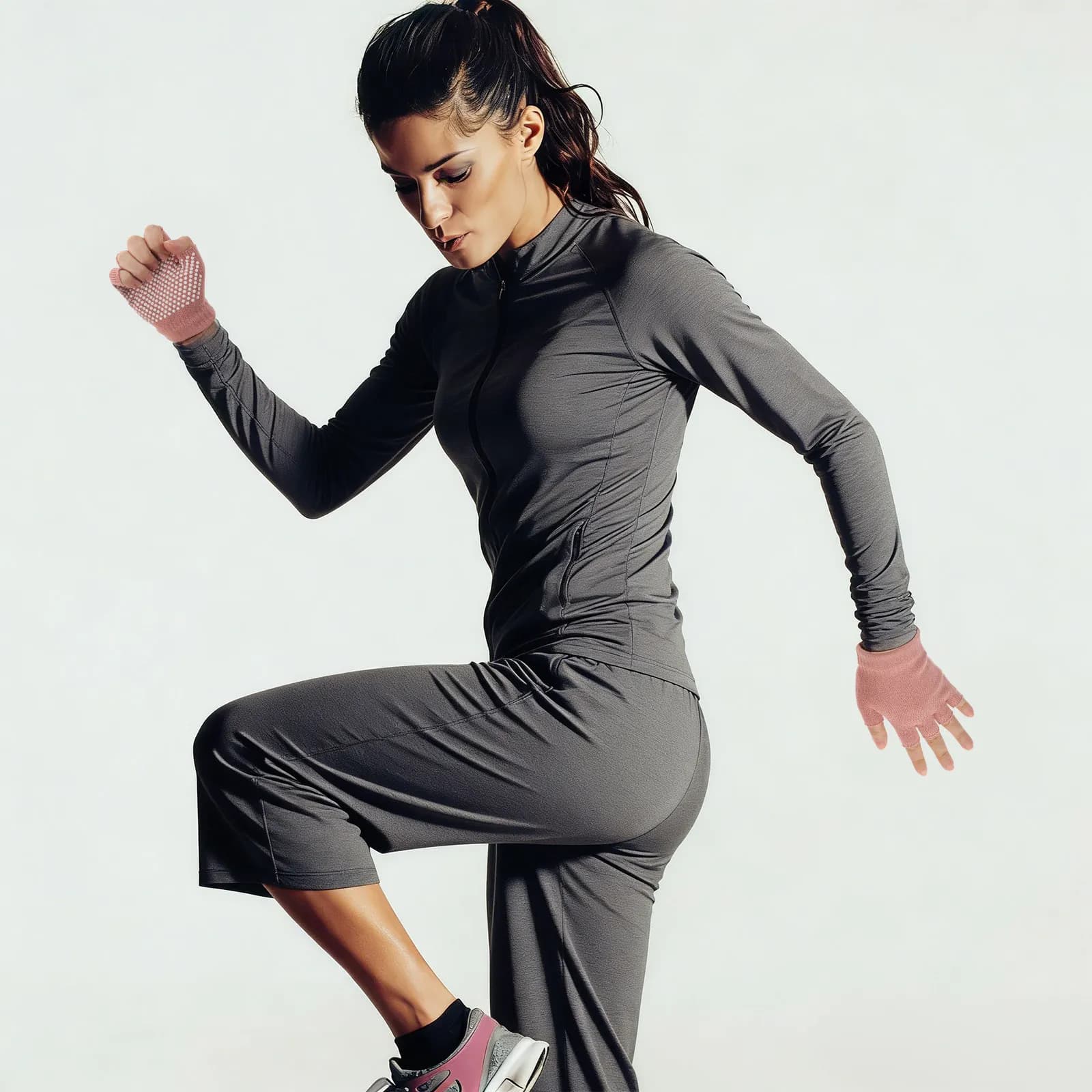 1 Paio di Guanti da Yoga Antiscivolo, Design Senza Dita, in Cotone con Puntini in Gomma sul Palmo, Breathable, for Fitness, Yoga and Gym